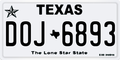 TX license plate DOJ6893