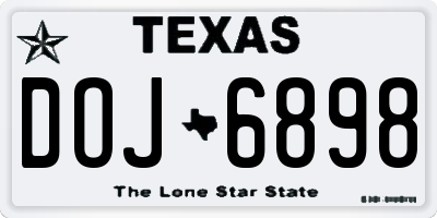 TX license plate DOJ6898