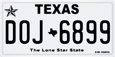 TX license plate DOJ6899