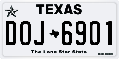 TX license plate DOJ6901