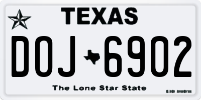 TX license plate DOJ6902