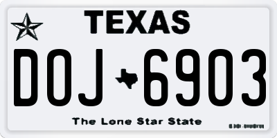 TX license plate DOJ6903