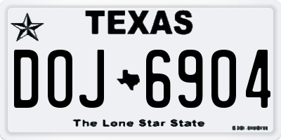 TX license plate DOJ6904
