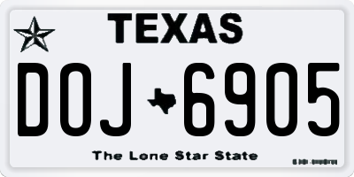 TX license plate DOJ6905