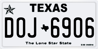 TX license plate DOJ6906