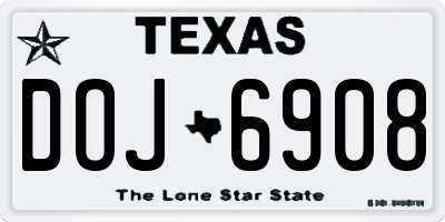 TX license plate DOJ6908