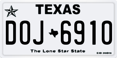 TX license plate DOJ6910