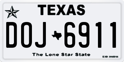 TX license plate DOJ6911