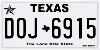 TX license plate DOJ6915