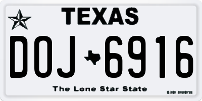 TX license plate DOJ6916