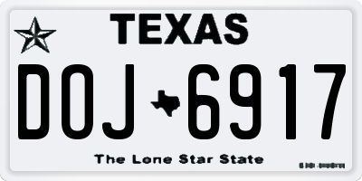 TX license plate DOJ6917