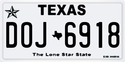 TX license plate DOJ6918