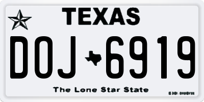 TX license plate DOJ6919
