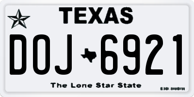 TX license plate DOJ6921