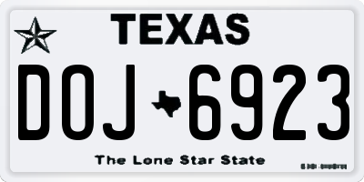 TX license plate DOJ6923