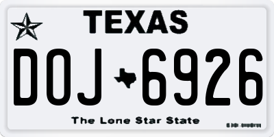 TX license plate DOJ6926