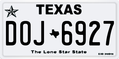TX license plate DOJ6927