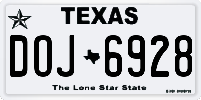 TX license plate DOJ6928