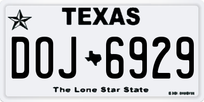 TX license plate DOJ6929