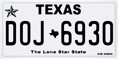 TX license plate DOJ6930