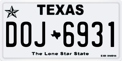 TX license plate DOJ6931