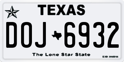 TX license plate DOJ6932