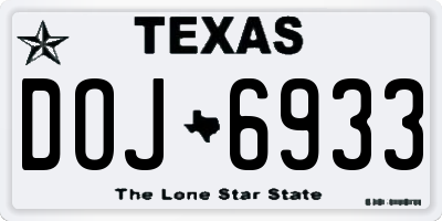 TX license plate DOJ6933