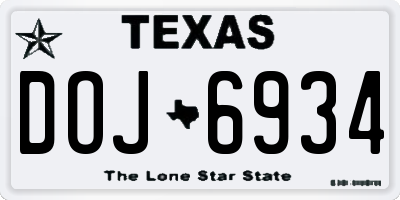 TX license plate DOJ6934