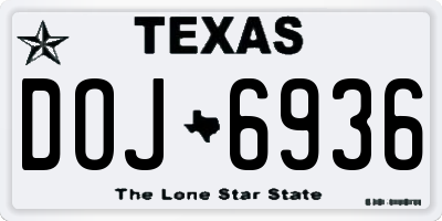TX license plate DOJ6936