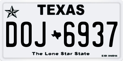 TX license plate DOJ6937