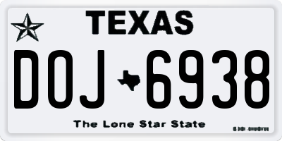 TX license plate DOJ6938