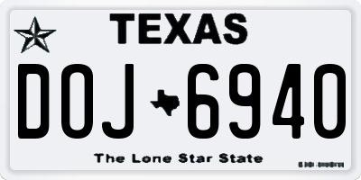 TX license plate DOJ6940