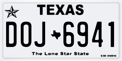TX license plate DOJ6941