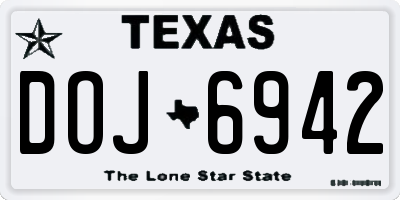 TX license plate DOJ6942