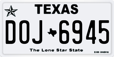 TX license plate DOJ6945