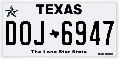 TX license plate DOJ6947