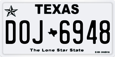TX license plate DOJ6948