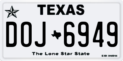 TX license plate DOJ6949