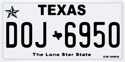 TX license plate DOJ6950