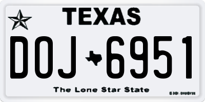 TX license plate DOJ6951