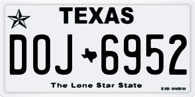 TX license plate DOJ6952