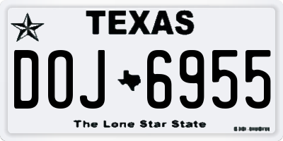 TX license plate DOJ6955