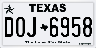 TX license plate DOJ6958
