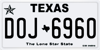 TX license plate DOJ6960