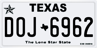 TX license plate DOJ6962