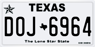 TX license plate DOJ6964