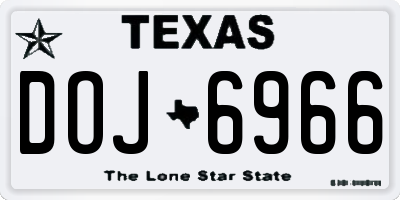 TX license plate DOJ6966