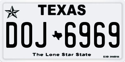 TX license plate DOJ6969