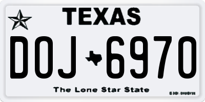 TX license plate DOJ6970
