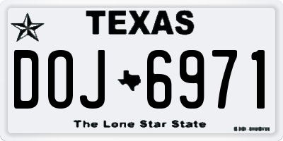 TX license plate DOJ6971